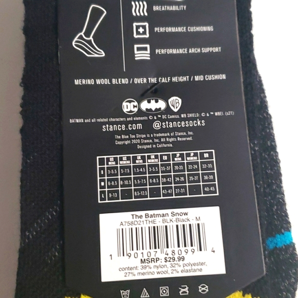 STANCE - "BATMAN" with FEEL 360 INFIKNIT Performance Socks. - Picture 7 of 10